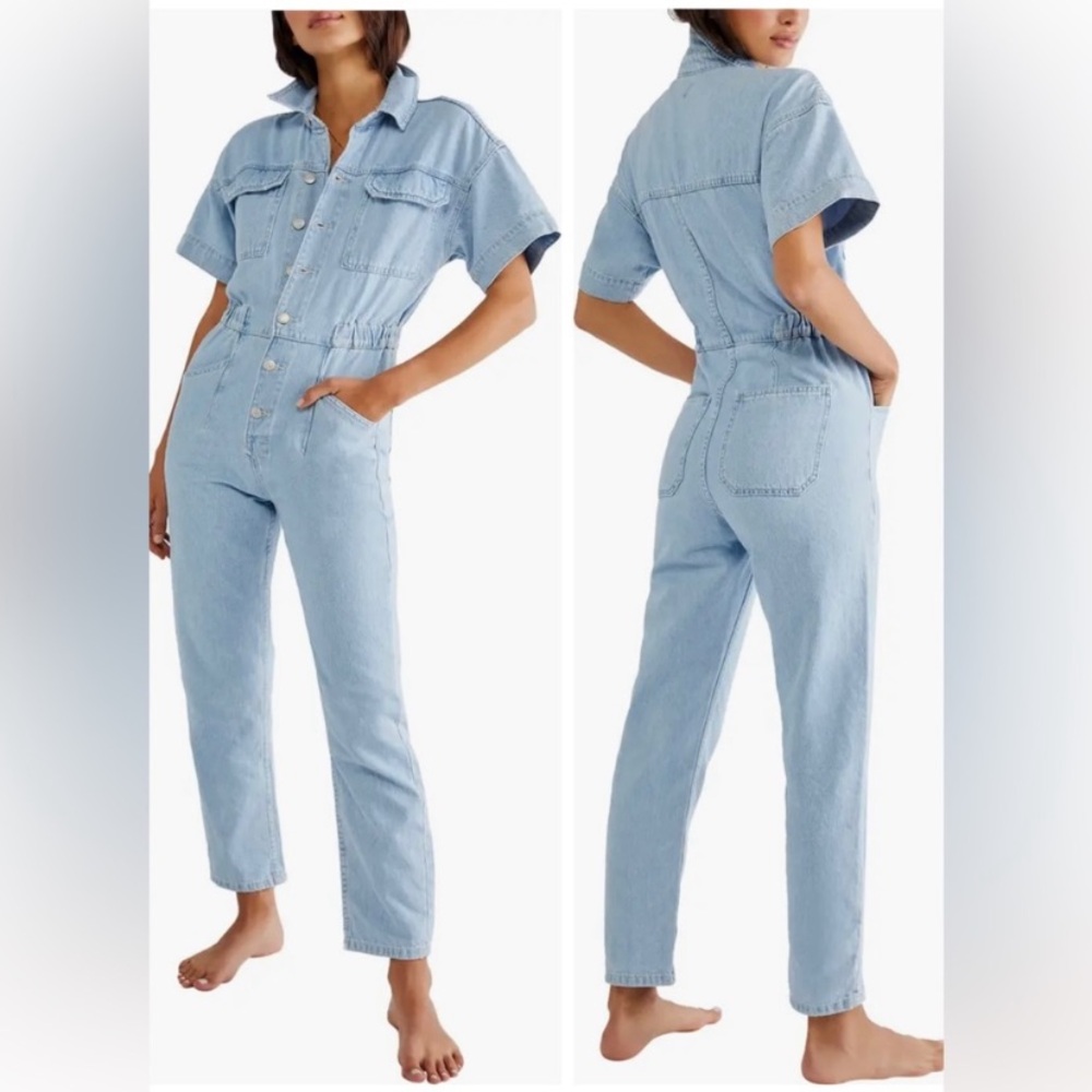 We The Free Free People Sky Blue Denim Jumpsuit
